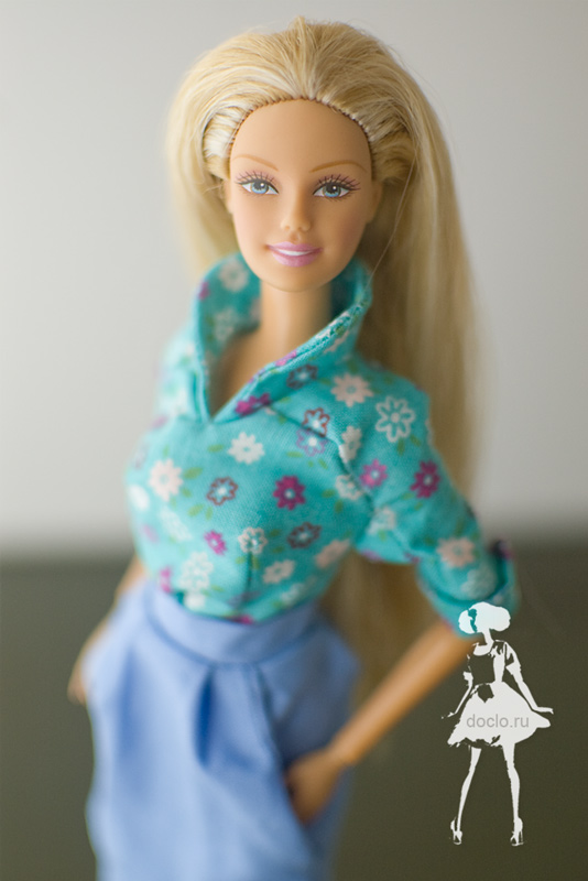 Кукла барби в рубашке реглан, двухслойной юбке, фотография увеличенная